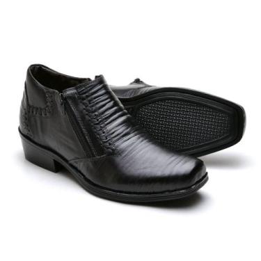 Imagem de Bota Social em Couro Masculino Cano Curto Zíper Detalhe Costura Manual
