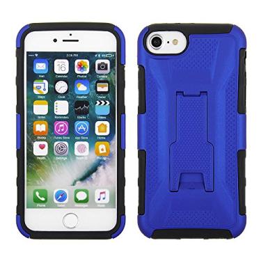 Imagem de Cube Capa de celular para Apple iPhone 8/7/6s/6 – Combo de suporte de coldre – Capa de policarbonato azul escuro com TPU preto – Vidro temperado incluído