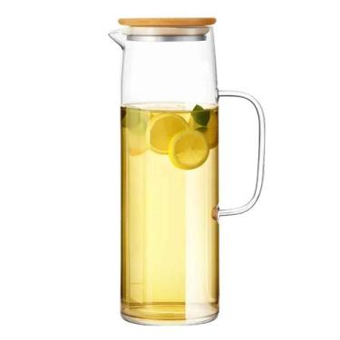Imagem de Jarra Em Vidro Borossilicato 1000mL 1 Litro Com Tampa Em Bambu - Cozy 