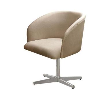 Imagem de Poltrona Decorativa Atenas Cadeira Giratória Pé Metal Fixo - Bella Dec