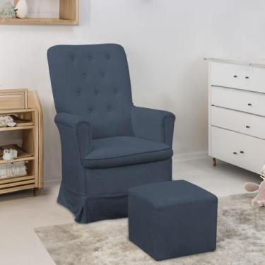 Imagem de Poltrona Amamentação para Quarto Claudia com Puff Amo Estofados, Azul 