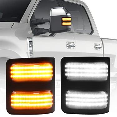 Imagem de Ford Espelho Lateral Luzes LED Luzes de Direção Luzes Diurnas para Ford F250 F350 F450 Super Duty 2008-2016 Luz de Estacionamento de Carro Fumê Espelho Lateral Lâmpada Pisca, Pacote com 2