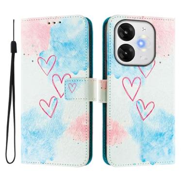 Imagem de Capa carteira para itel A80, 3 compartimentos para cartão, 1 compartimento para dinheiro, capa flip de couro PU com padrão fofo, capa com fivela magnética à prova de choque, compatível com sem fio