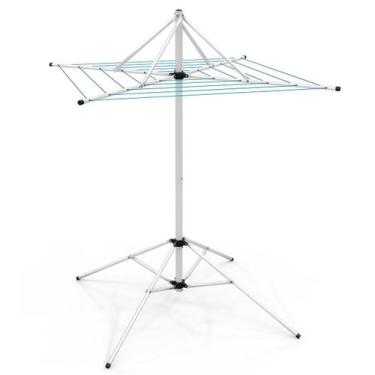 Imagem de Varal De Chão Aço Carbono Retrátil Giratório Reforçado 5 Cordas Duráve