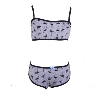 Imagem de Conjunto de Lingerie Infantil Menina Moça sem Bojo Estampado - Kit Man