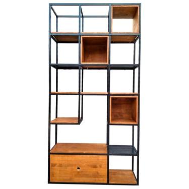 Imagem de Estante Industrial Ambientes - Com Nichos e Prateleiras de Madeira e F