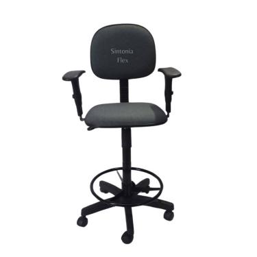 Imagem de Cadeira Secretaria Caixa Alta Braço Base Rodízio Aro