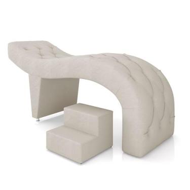 Imagem de Maca de Estética para Massagem Cílios Fixa Lash Estofada com Escada PU