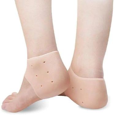 Imagem de Par De Meia Palmilha Silicone Ortopedica Calcanhar Fascite - Ortopedia