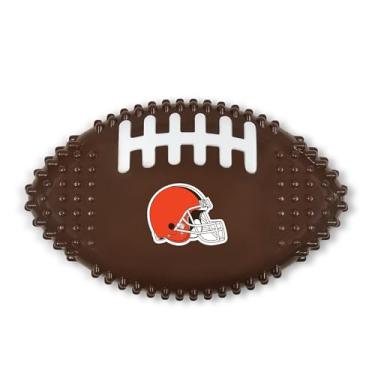 Imagem de NFL Cleveland Browns Brinquedo mastigável de nylon duro de nylon com sabor de bacon para mastigar osso de cachorro. Brinquedos mastigáveis para cães interativos saborosos e divertidos indestrutíveis