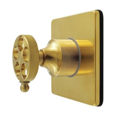 Imagem de Kingston Brass Válvula de desvio de seis vias KS4047RKZ Wendell com alça serrilhada e kit de acabamento quadrado, latão escovado
