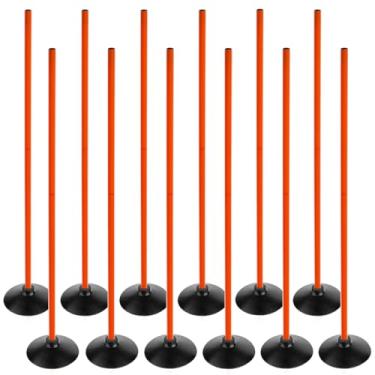 Imagem de ASENVER Conjunto de bastões de agilidade de futebol laranja, mastro de velocidade de treinamento esportivo destacável, bastões de slalom com base de borracha, equipamento esportivo de treino (4,9 pés,
