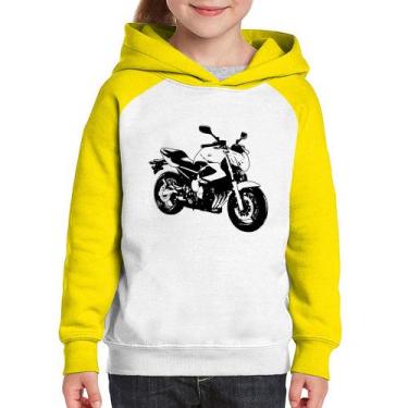 Imagem de Moletom Infantil Moto XJ6 N Art - Foca na Moda, Branco, Amarelo, 2