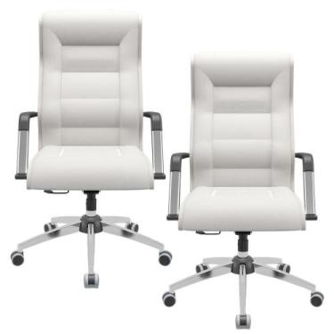 Imagem de Kit 02 Cadeiras De Escritório Giratória Presidente Base Cromada Kirk P