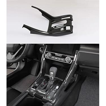 Imagem de TUBAIZAI Acessórios de carro console central capa de painel de mudança de marchas capa de moldura para Honda Civic 10ª geração 2021 2020 2019 2018 2017 2016 ABS 1 peça (estilo fibra de carbono)