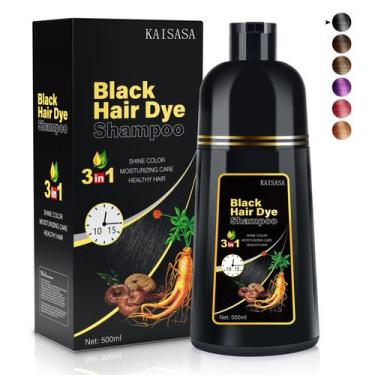 Imagem de Shampoo de tintura de cabelo 3 em 1 cor preta para cobertura de cabelo