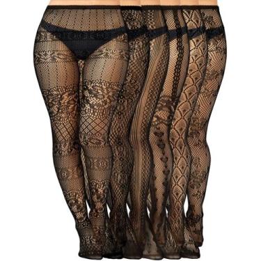 Imagem de Meias de meia-calça Skylety Fishnet Suspender Lingerie x6