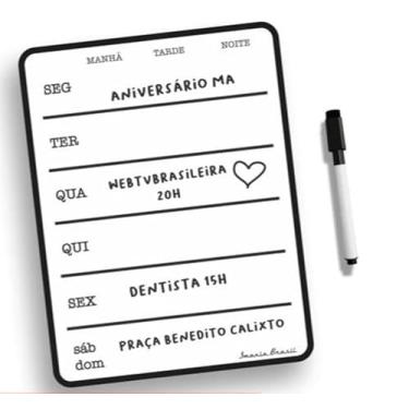 Imagem de Quadro Lousa Magnética 25x19 Semanal para Geladeira - Planner de Dieta e Organização de Refeições