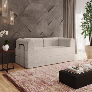 Imagem de Sofá 2 Lugares Estofado D-plus 160 Cm Monaco - Linho Bege Linho Bege