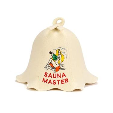 Imagem de SAUNA GURU Chapéu Sauna Master, Touca de Sauna de Feltro 100% Lã Orgânica, Chapéu Banya Protetor de Cabelo Sauna, Acessórios de Sauna Chapéu Bordado, Acessório de Sauna, Chapéu de Sauna Russa