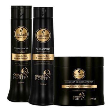 Imagem de Kit Haskell Cavalo Forte 500ml Shampoo Cond. Máscara Haskell