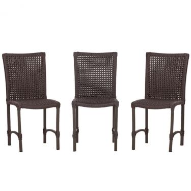 Imagem de 3 Cadeiras De Jantar Cannes De Alumínio Pintura Marrom Trama Marrom