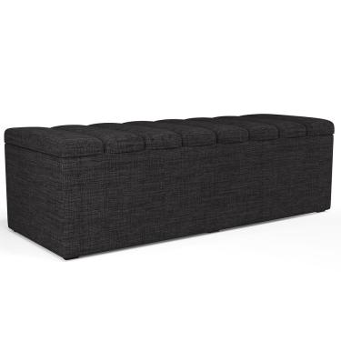 Imagem de Calçadeira Recamier Baú Para Cama De Casal Queen Dália 195x50 Cm W01 Linho Chumbo - Lyam