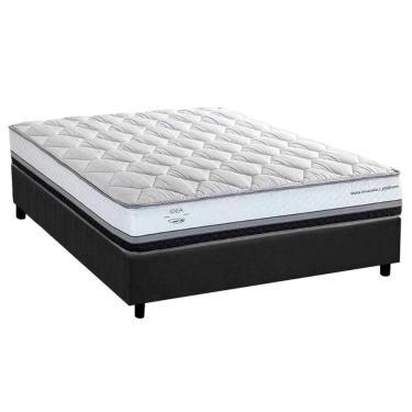Imagem de Cama Box Casal: Colchão Molas Ensacadas Herval La Playa C1634 + Base Crc Suede Gray (138x188x28)
