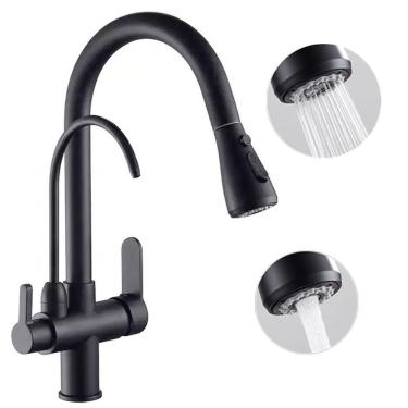 Imagem de Torneira Monocomando Preta Gourmet 360 Luxo Quente Frio Regulavel Bancada Mesa Cuba Coz...