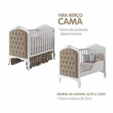 Imagem de Quarto Bebe Berço e Cômoda MDF Canto Dorabelly +Colchão e Capitonê - P