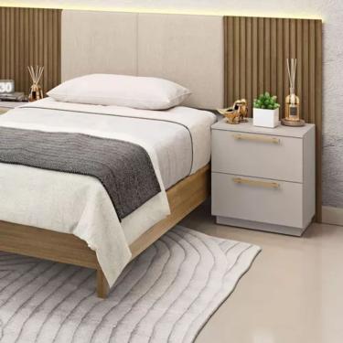 Imagem de Mesa De Cabeceira 2 Gavetas 50cm Dubai - Vlr Móveis Cor: Fendi