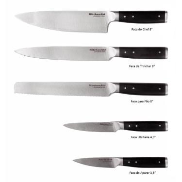 Imagem de Conjunto De Facas Forjadas 6 Peças Cepo Madeira Kitchenaid