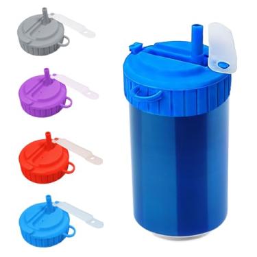 Imagem de 4 peças tampas de lata de refrigerante de 4 cores com canudo, tampas reutilizáveis de lata de coca-cola envoltas em canudos de silicone, design à prova de poeira e à prova de vazamento, tampa de lata