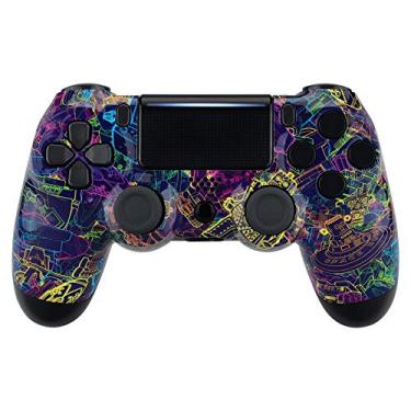 Imagem de eXtremeRate Capa de invólucro frontal Hydro mergulhada, kit de substituição de capa de placa frontal para PlayStation 4 PS4 Slim PS4 Pro CUH-ZCT2 JDM-040 JDM-050 JDM-055, Neon Novel