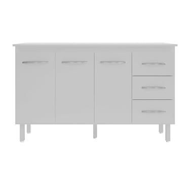 Imagem de Kit Balcão Gabinete 138cm Carina Branco com Tampo 140cm Branco