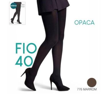 Imagem de Meia Calça Feminina Selene Fio 40 Opaca Elastano 9650, Marrom, P