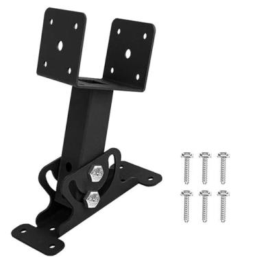 Imagem de Pergola Telhado Riser Beam Bracket Kit Ajustável Aço Carbono Telhado Suporte de Montagem para 4x4 e 4x6 Vigas De Madeira Preto Pó Revestido Suporte Durável