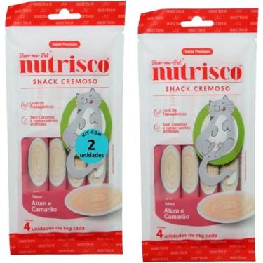 Imagem de Snack cremoso nutrisco gatos 14g atum e camarão com 4 un - kit com 2