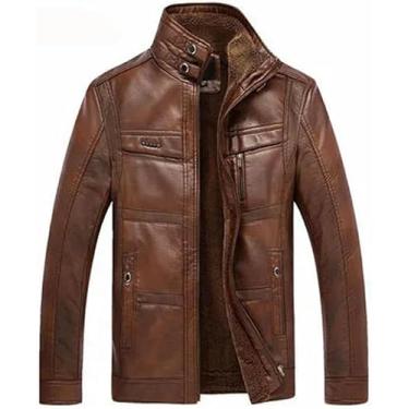 Imagem de Casacos De Couro Casacos Masculinos Casacos De Pu Jaquetas De Inverno De Negócios Masculinas, Light Coffee, 3XL