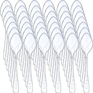 Imagem de Colheres descartáveis Nuogo 500 unidades Clear Mini para sobremesas