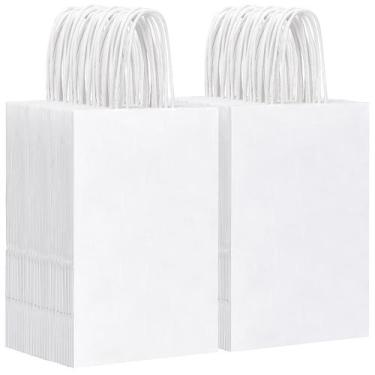 Imagem de Sacos de papel OUTUXED White 150 unidades com alças 13,3 x 8,1 x 20,3 
