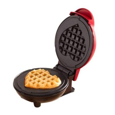 Imagem de Mini Máquina De Waffle Elétrica Portátil Casa Cozinha Fabricante Panquecas Automático 110V(CORAÇÃO)