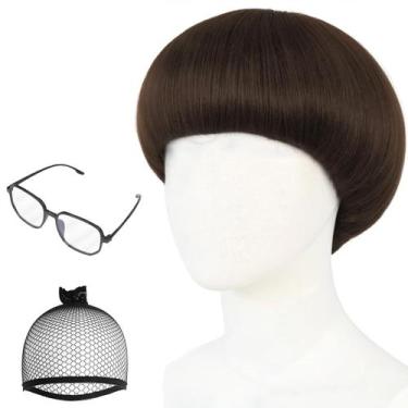 Imagem de Peruca Joneting Brown Bowl Cut Brown Short Bob para homens