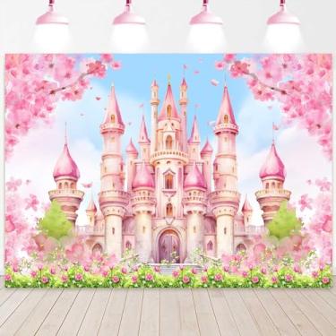 Imagem de Sensfun Castelo de princesa, cenário de aniversário, pastle, rosa, Sakura, floral, fotografia, fantasia, conto de fadas, castelo de princesa, aniversário, chá de bebê, decoração de festa, banner
