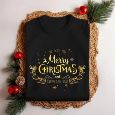 Imagem de Camiseta Unissex Natal We Wish You Merry Christmas Festa Personalizada