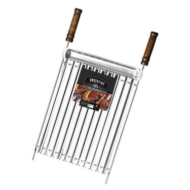 Imagem de Grelha Argentina Parrilla Aco Inox 40X40Cm Coletor Grilazer