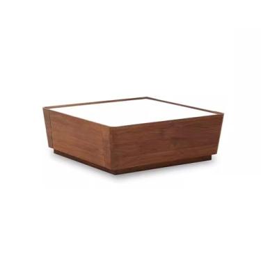 Imagem de Mesa central toda em madeira maciça ardósia mesa de centro nórdica nogueira preta sala de estar mesa de chá moderna leve mesa de chá luxuosa mesa de quarto