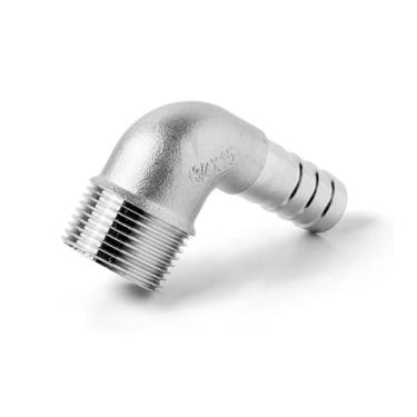 Imagem de 1/20.3 cm -2 "Rosca externa BSPT 6 8 10 12 14 15-50 mm Cotovelo de mangueira de farpa 90 graus 304 conector de encaixe de tubo de aço inoxidável (1-1l2 polegadas - 32 mm)