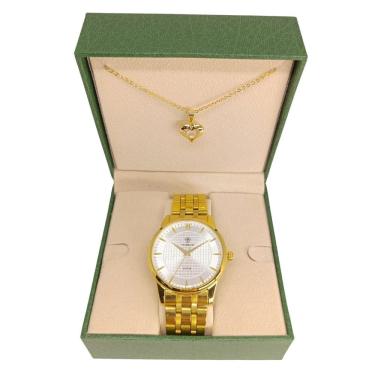 Imagem de Relógio Feminino Tuguir Analógico 9182F Dourado e Branco