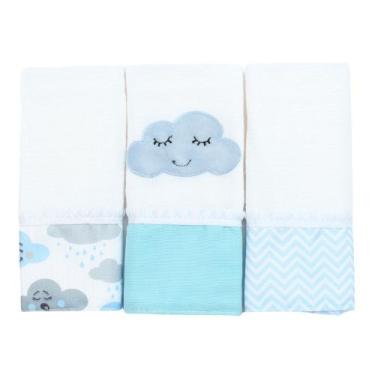 Imagem de Fralda de Boca Nuvem Azul 3 Peças - Miguel Baby